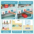 thumbnail image 4 of OLAKIDS Wooden Grocery Store Marketplace Toy, Market Stand Shop Pretend Play Set with Universal Wheel Food Scale Cash Register Beverage Rack 30 Accessories Gift for Ages 3+, 4 of 9
