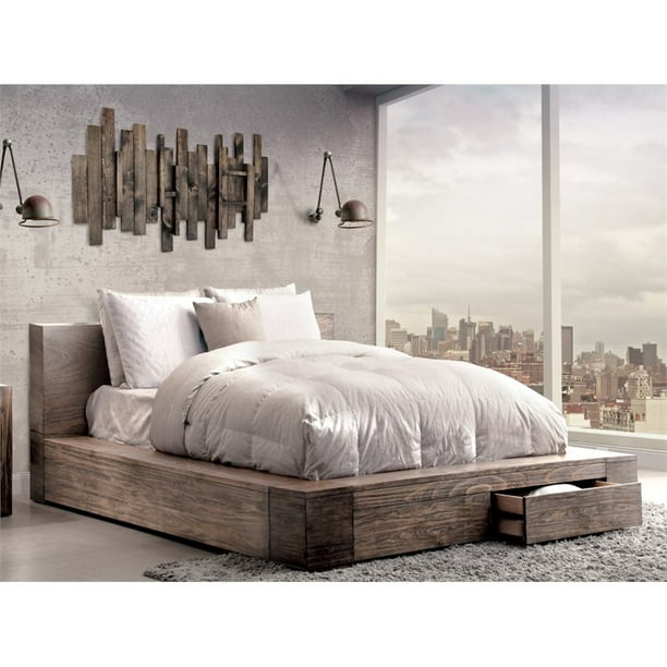Bowery Hill Rustic Wood King Storage, Rustic King Bed