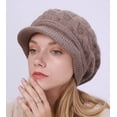 thumbnail image 7 of CoCopeaunt Women Plush Warm Knitted Wool Beret Slouchy Chunky Beanie Skull Warm Winter Visor Hat, 7 of 7