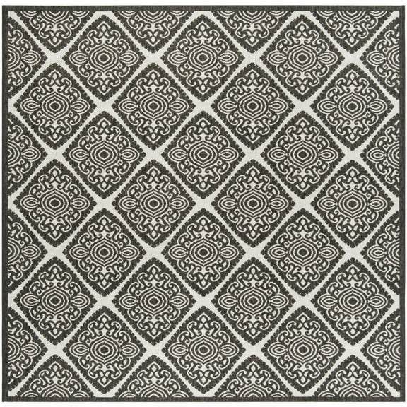 SAFAVIEH Linden Franco Geometric Indoor/Outdoor Area Rug, Light Grey/Charcoal, 6'7" x 6'7" Square