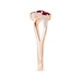 thumbnail image 5 of ANGARA Natural Oval Ruby Three Stone Bypass Ring with Diamonds in 14K Rose Gold for Women (Size-4x3mm) | July Birthstone, Birthday, Anniversary, Jewelry Gift for Women | Natural Ruby Ring, 5 of 11