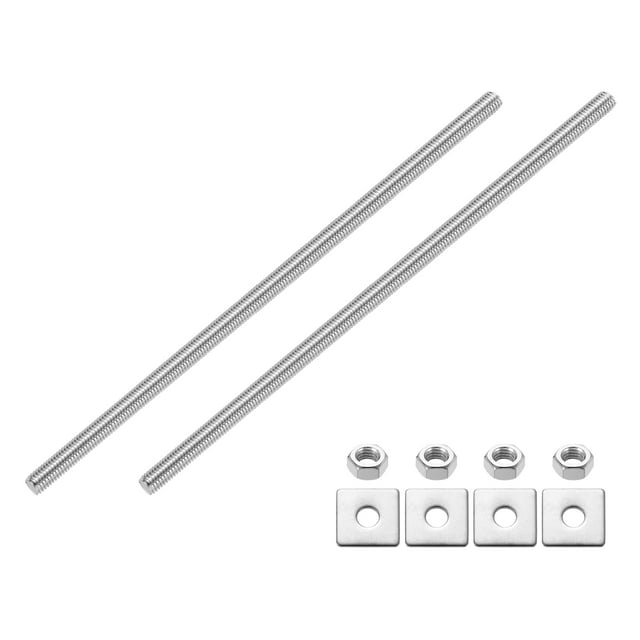 2Pack Fully Threaded Rod, M8 x 170mm 304 Stainless Steel with Nuts Washers
