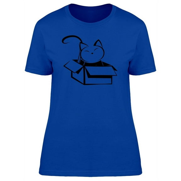 Cat Caricature Inside Box T-Shirt Women -Image by Shutterstock, Female Medium