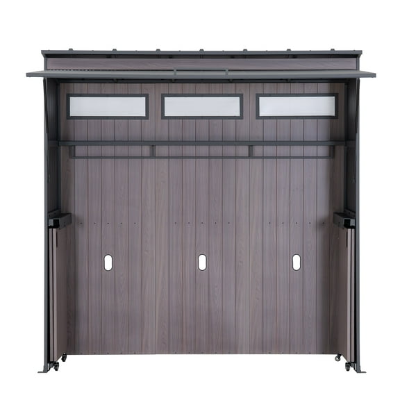 SUNJOY 7' x 3' Outdoor Kitchen / Grill Station with Overhead Lift-Up Door & Folding Sliding Doors for Compact Space