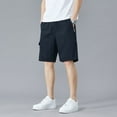 thumbnail image 2 of SWSMCLT Men's Cotton Cargo Shorts Mid Rise Shorts Gym Cargo Elastic Casual Bermuda Walking Shorts Knee Length Pocket Black 38, 2 of 4