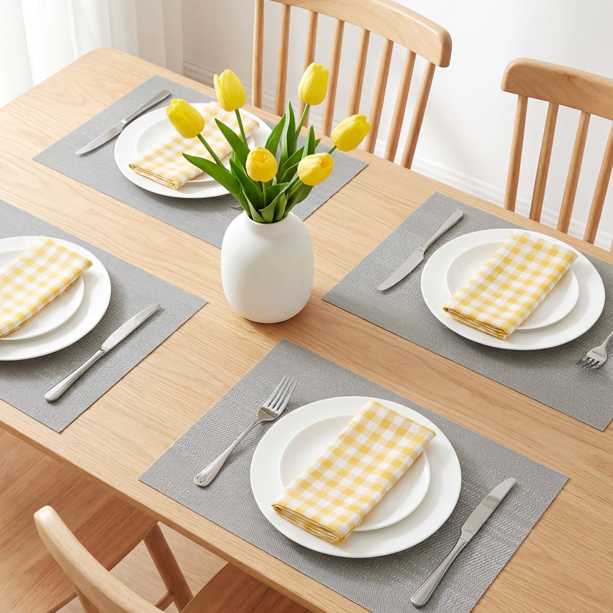 Unique Bargains 6 Pack Plastic Placemats for Dining Table Decor Beige 17.7x11.8inch
