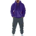 thumbnail image 2 of MLQIDK Mens Track Suits Fleece Hoodie and Cargo Sweatpants Workout Gym Jogging Suit Lounge Outfit Big and Tall Casual Athletic Tracksuits 2 Piece Set Winter Suit Sets Dark Purple S, 2 of 4