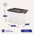 thumbnail image 4 of Homz 2 Pack 20-Gallon Clear Plastic Stackable Home Storage Bin with Lid, Black, 4 of 12
