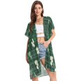 thumbnail image 2 of BZSMCE Women Creatively Shamrock Tartan Print Beach Cover-ups Size:S-2XL, 2 of 7