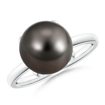 ANGARA Classic Solitaire Tahitian Cultured Pearl Ring in 14K White Gold for Women | June Birthstone, Birthday, Anniversary, Jewelry Gift for Women | Pearl Ring