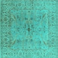 thumbnail image 1 of Ahgly Company Indoor Square Oriental Turquoise Blue Traditional Area Rugs, 6' Square, 1 of 4