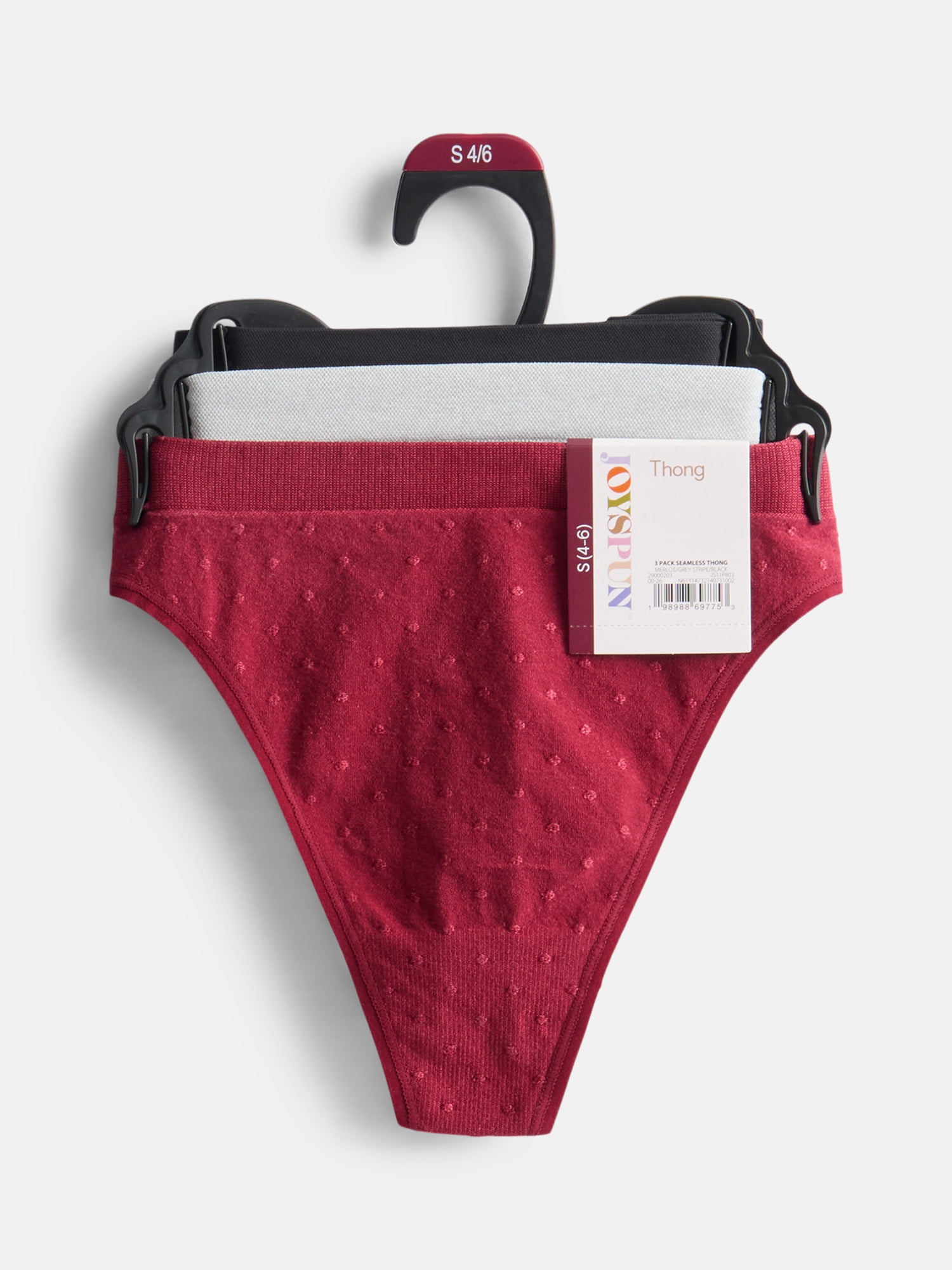 Joyspun Women's Seamless Thong Panties, 3-Pack, Sizes XS-XXXL