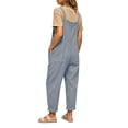thumbnail image 6 of HBYJLZYG Women's Overalls Rompers with Four Patch Pockets and Adjustable Button Straps, Relaxed Fit Cotton Linen Blend Casual Summer Vacation Everyday Wear for Women, 6 of 7