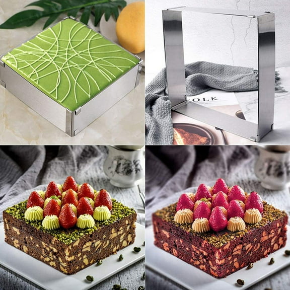 LOLIPPYY Set of 2 Stainless Steel Square Cake Pans with Rust-Resistant Design Ideal for Home Baking