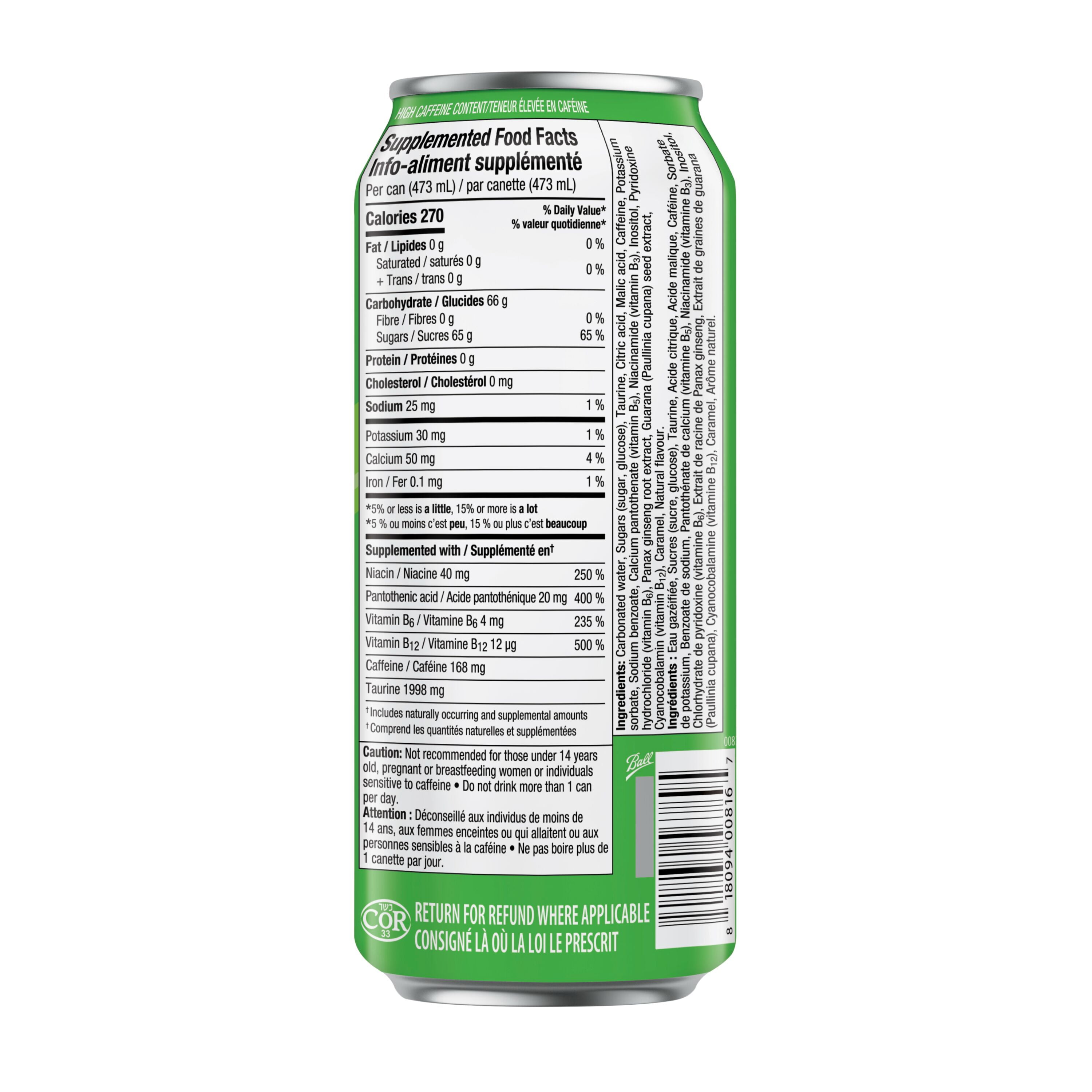 Rockstar Revolt Green Apple Energy Drink 473mL, Can, 473 mL