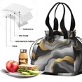 thumbnail image 4 of Black White and Gold Marble Drawstring Lunch Bag Women - Drawstring Lunch Bag Insulated for Work Office - Stain-Resistant Large Lunchbags for Women with Multi-Pockets, 4 of 6