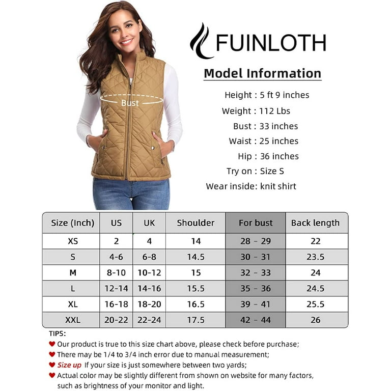 Fuinloth Women Quilted Vest, Stand Collar Lightweight Zip Padded Gilet  Outerwear Coats Light Blue S 