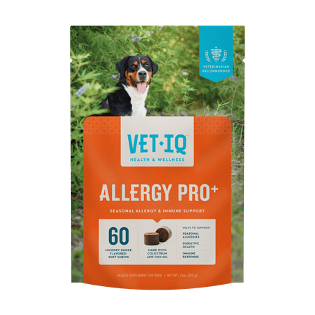 VetIQ Allergy Pro  Soft Chews for Dogs Allergy Relief & Immune Support, Hickory Smoke Flavor, 60 Count