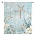 thumbnail image 2 of Teal Ocean Coastal Semi Sheer Curtains Drapes for Living Room,Bedroom,French Doors Window 72 Inches Long,Summer Beach Nautical Coral Starfish Rod Pocket Chiffon Curtain Drapery Voile Draperies Panel, 2 of 6