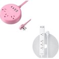 thumbnail image 1 of Multiprise Rose, Rallonge de 5 Pieds, 3 Prises CA & 2 USB C & 2 USB A + Longue Rallonge de 25 Pieds, Rallonge Plate sous Tapis, 1 of 8