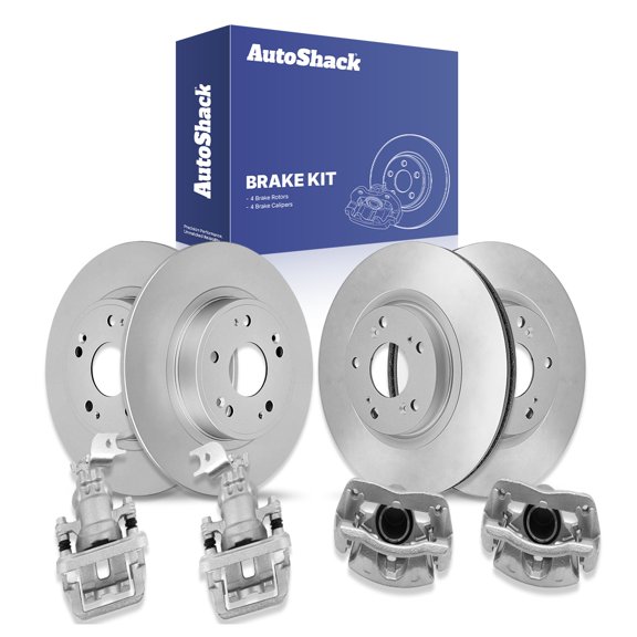 AutoShack Front Vented & Rear Solid Brake Rotors   Calipers 8-PC Brake Kit Replacement for 2008-2012 Honda Accord