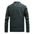 thumbnail image 2 of XMMSWDLA Tops for Men Autumn Pure Color Stand Collar Imitation Leather Jacket Coat, 2 of 3