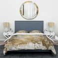 thumbnail image 3 of Designart "Timeless Golden Abstract" Abstract Bedding Covert Set - Modern White Bed Set With 1 Shams, 3 of 6