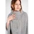 thumbnail image 4 of SAOL 100% Merino Wool Cable Knit Ladies Poncho Sweater (Grey), 4 of 4
