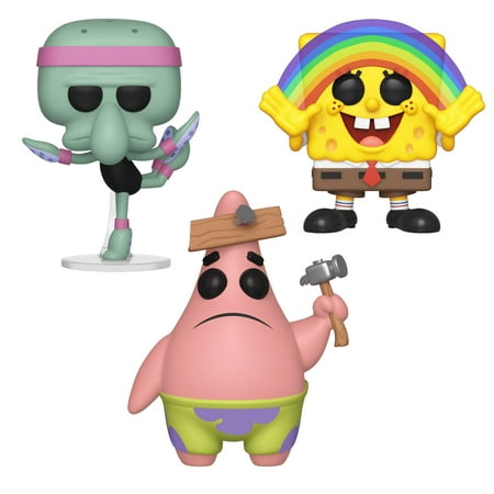 Funko POP! Animation SpongeBob SquarePants: Patrick Star, Squidward Tentacles (Ballerina), Spongebob Rainbow (Collector's Set), Vinyl Figures