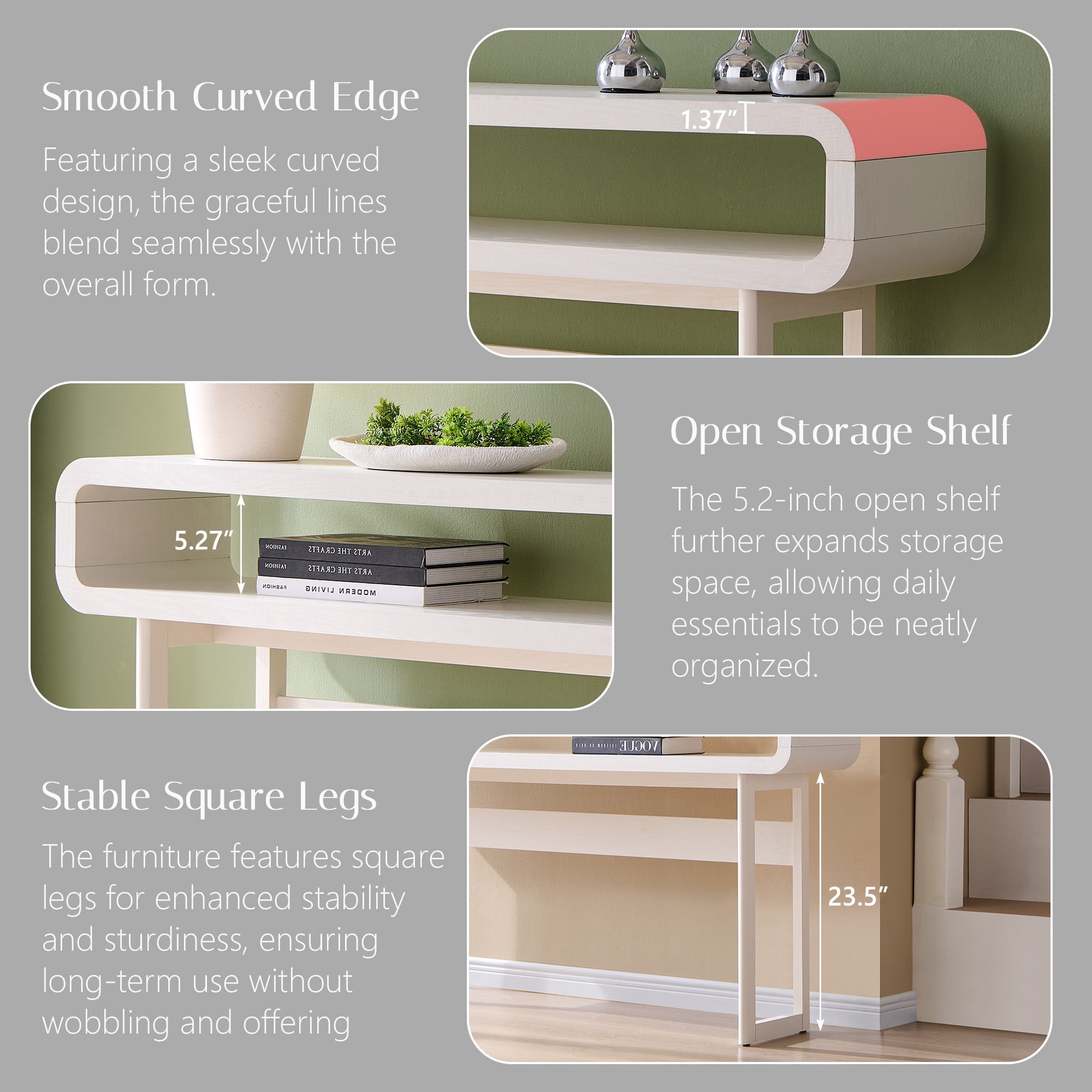 SinCiDo 63" Long Console Table for Entryway w/Open Storage Shelf, Sofa Table Behind Couch, Modern Entryway Table for Living Room, Hallway