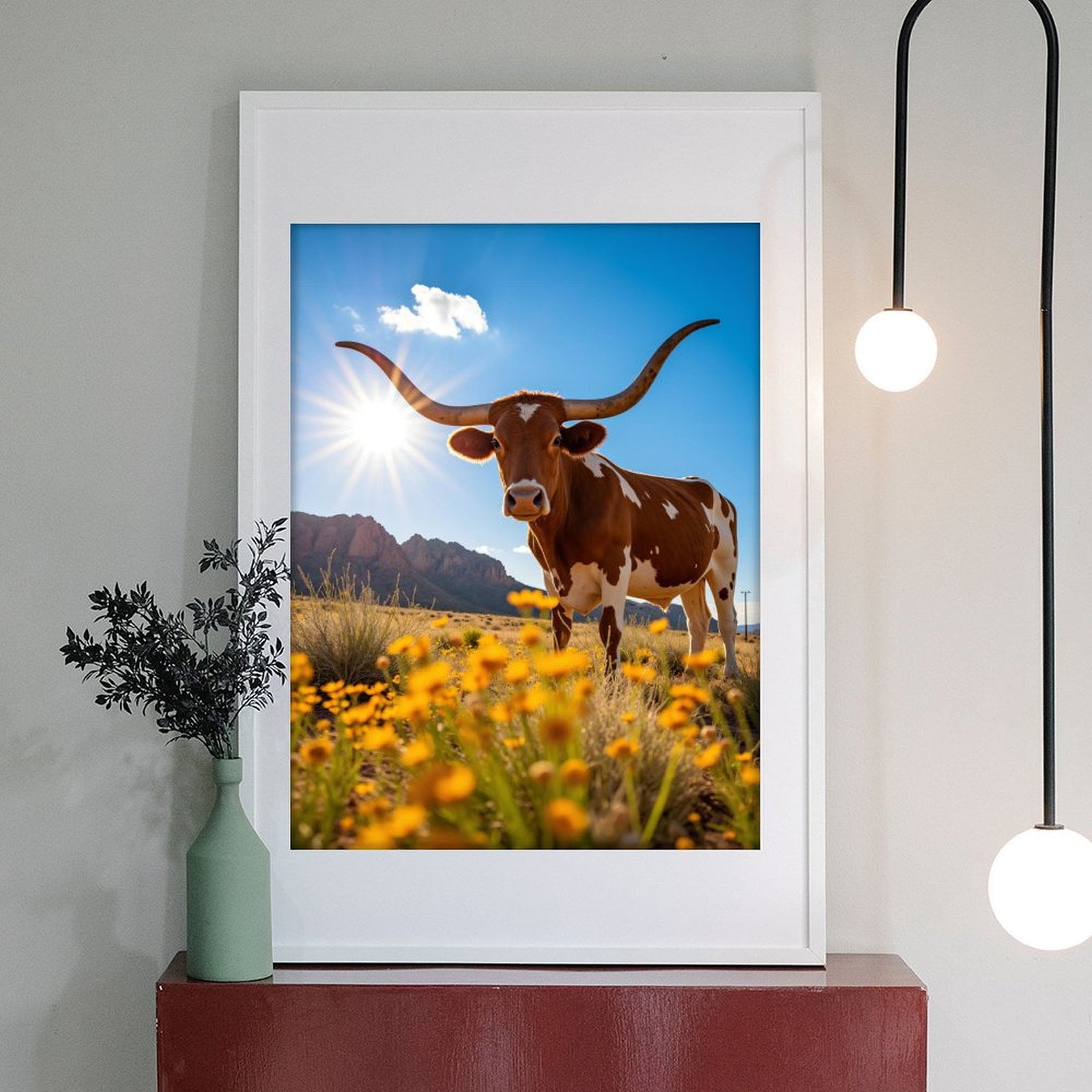 Diamond Art Kit for Adults, Texas Sunset Longhorn Field Blossoms Diamond Painting for Adults Beginners, DIY Diamond Art Painting Kits, 5D Diamond Painting Crafts for Home Decor 12x16 Frameless