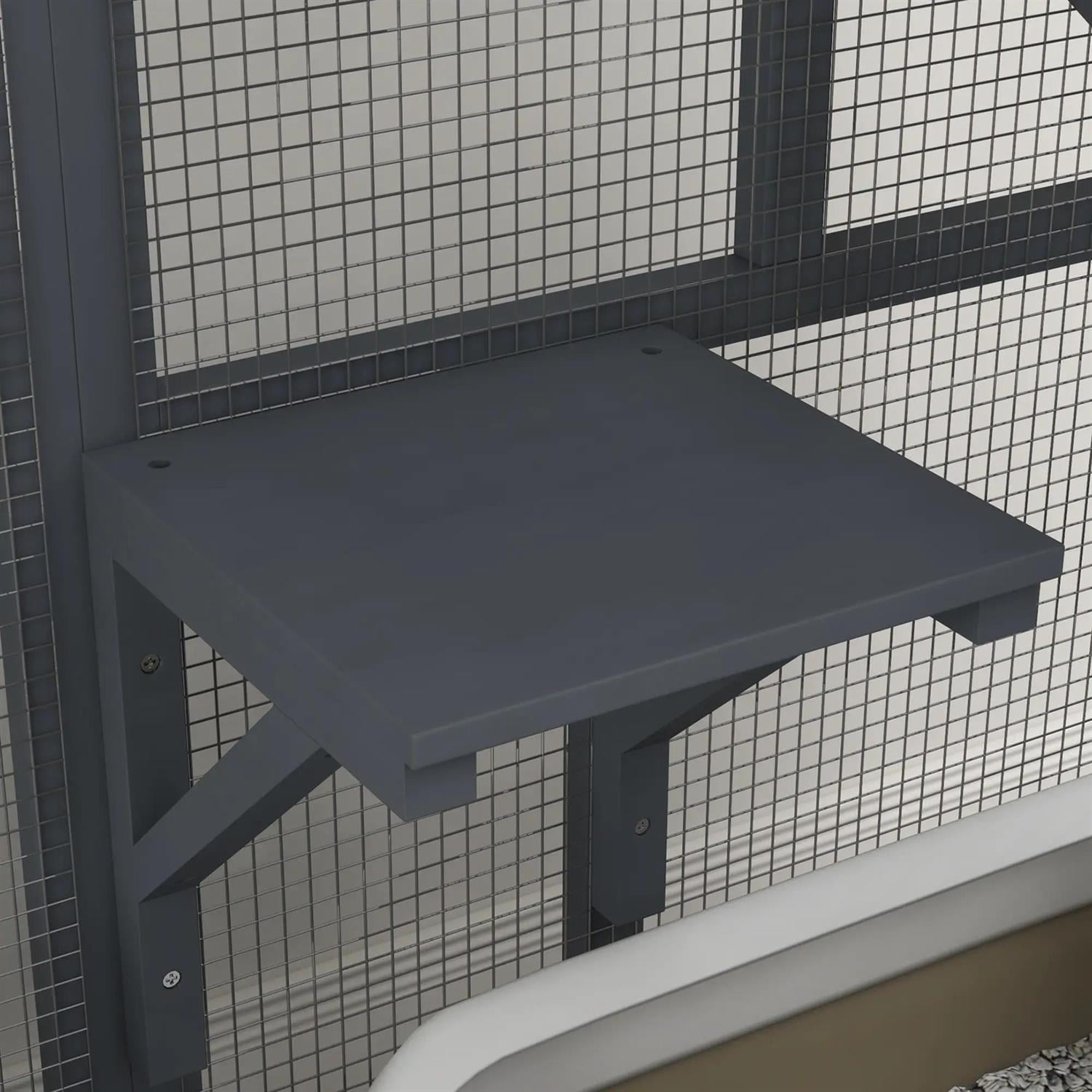 Pefilos 39" Outdoor Weatherproof Cat Cage with Openable Top, Wooden Feral House for 2-3 Kittens Cats, Indoor Cat Enclosure on Wheels, Gray