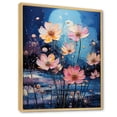 thumbnail image 2 of Designart "Moonlit Blooms Of Pink And Blue Zinnias" Zinnias Floater Framed Wall Art Prints, 2 of 5