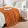 thumbnail image 4 of Home Soft Things  Bubble Textured FauxFur Throw Cozy Soft Blankets 50" x 60" - Burnt Orange, 4 of 5