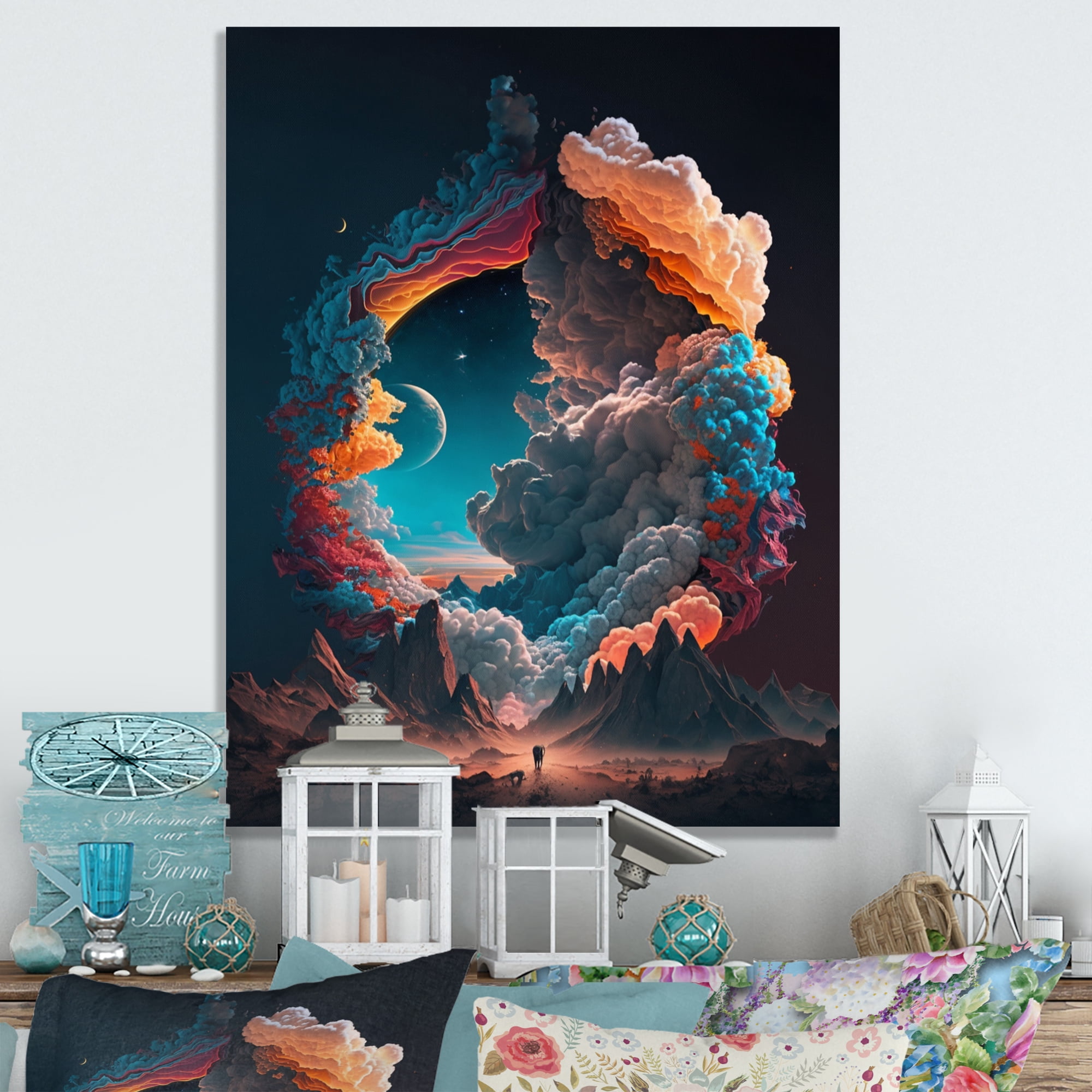 Designart Futuristic Landscape Clouds IV Canvas Wall Art
