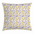 thumbnail image 1 of Watercolor Throw Pillow Cushion Cover, Yellow Wildflowers Artistic Spring Garden Botanical Foliage with Herbs, Decorative Square Accent Pillow Case, 16 X 16 Inches, Yellow Purple White, by Ambesonne, 1 of 2