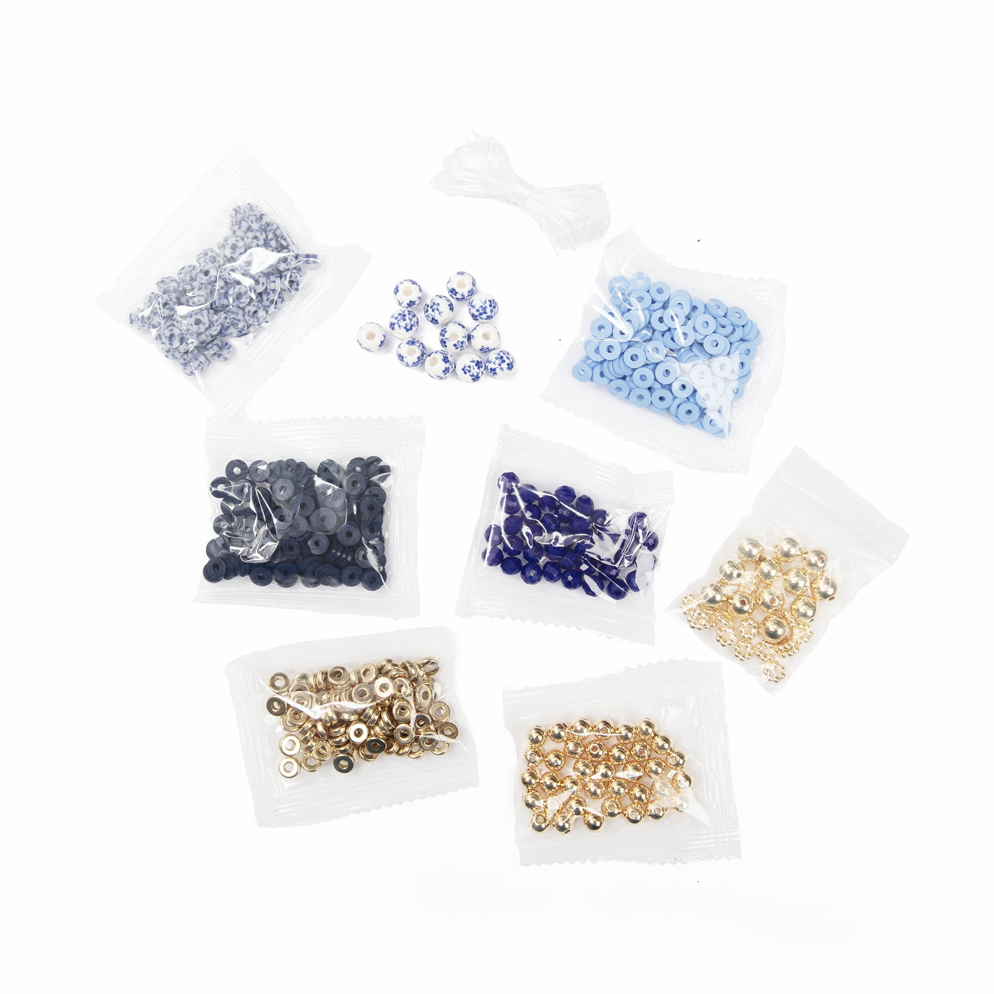 Cousin DIY Blue and White Heishi Stack Bracelet Kit, 564 Beads, Clay/Ceramic/Metal, Adult, 69995663