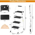 thumbnail image 2 of ANHXN  Ladder with Tool Tray, Folding Step Stool with Wide Anti-Slip Pedal and Handgrip, Heavy Duty Steel Step Ladder for Home Kitchen Office Shop, 2 of 17