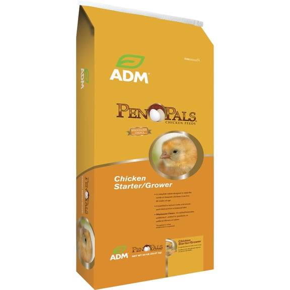 ADM ANIMAL NUTRITION Pen Pals Chicken Starter Grower, Non-Medicated, Crumble, 25-Lbs. 70009AAA46