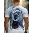 thumbnail image 2 of Men's Retro Steam Train Pattern T-Shirt - 100% Polyester Regular Short Sleeve Crew Neck, Breathable, Machine Washable for Summer Leisure Travelers, 2 of 6