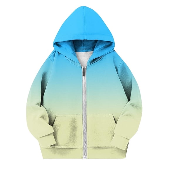 Atogsazn Kids Girl Fleece Lined Sweatshirt Children Casual Gradient Full Zip Long Sleeve Sweatshirts Clothing 02-Yellow 5-6 Years Fashion