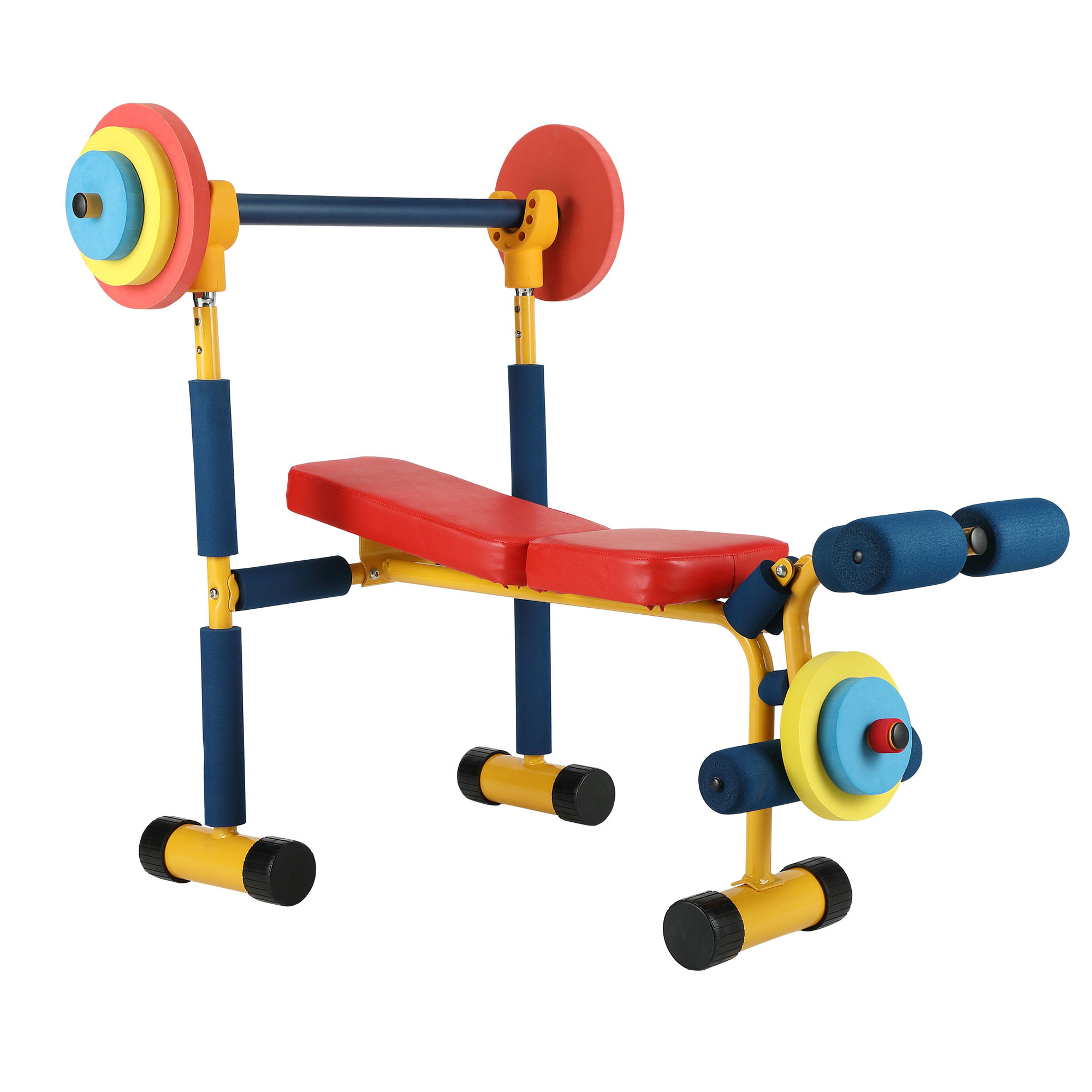 Tobbi Kids Weight Bench Set Adjustable Bench Press Fitness Exercise Equipment With Multifunctional Utility Childrens Game Training Device