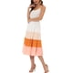 thumbnail image 4 of INSPIRE CHIC Vestido Midi de Verano para Mujer con Tirantes Ajustables y Escote en V, Vestido Boho de Fiesta y Playa, Maxi en Blanco y Rosa M, 4 of 5