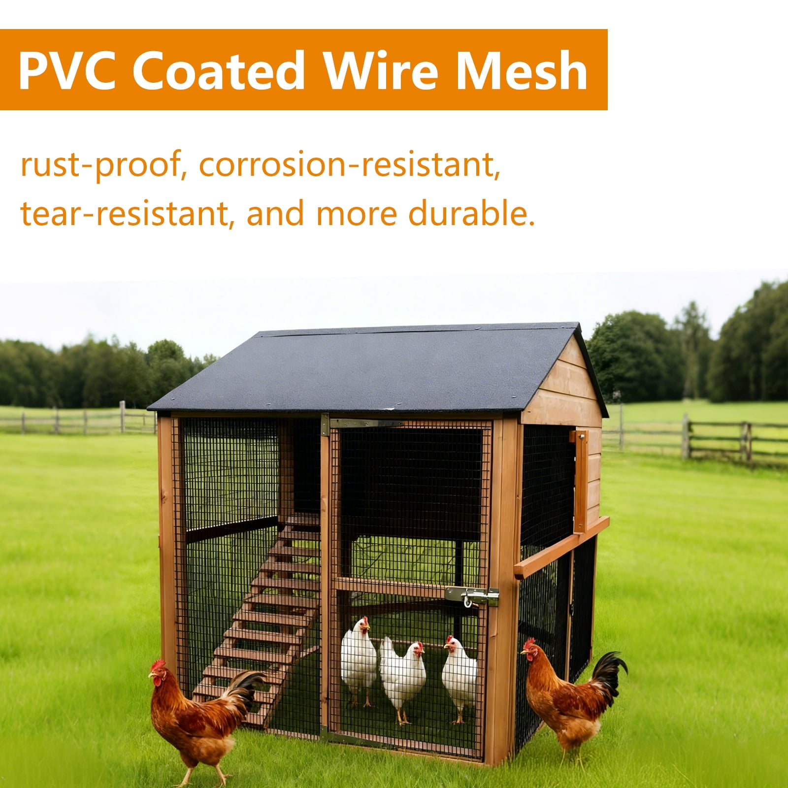 19 Gauge Black Hardware Cloth1/2 Inch -Vinyl Coated Welded Wire Mesh Roll- Duty Rust Proof Fencing for Gardens, Poultry Animal Netting Cage Screen (Black 1/2 16inx50Ft)