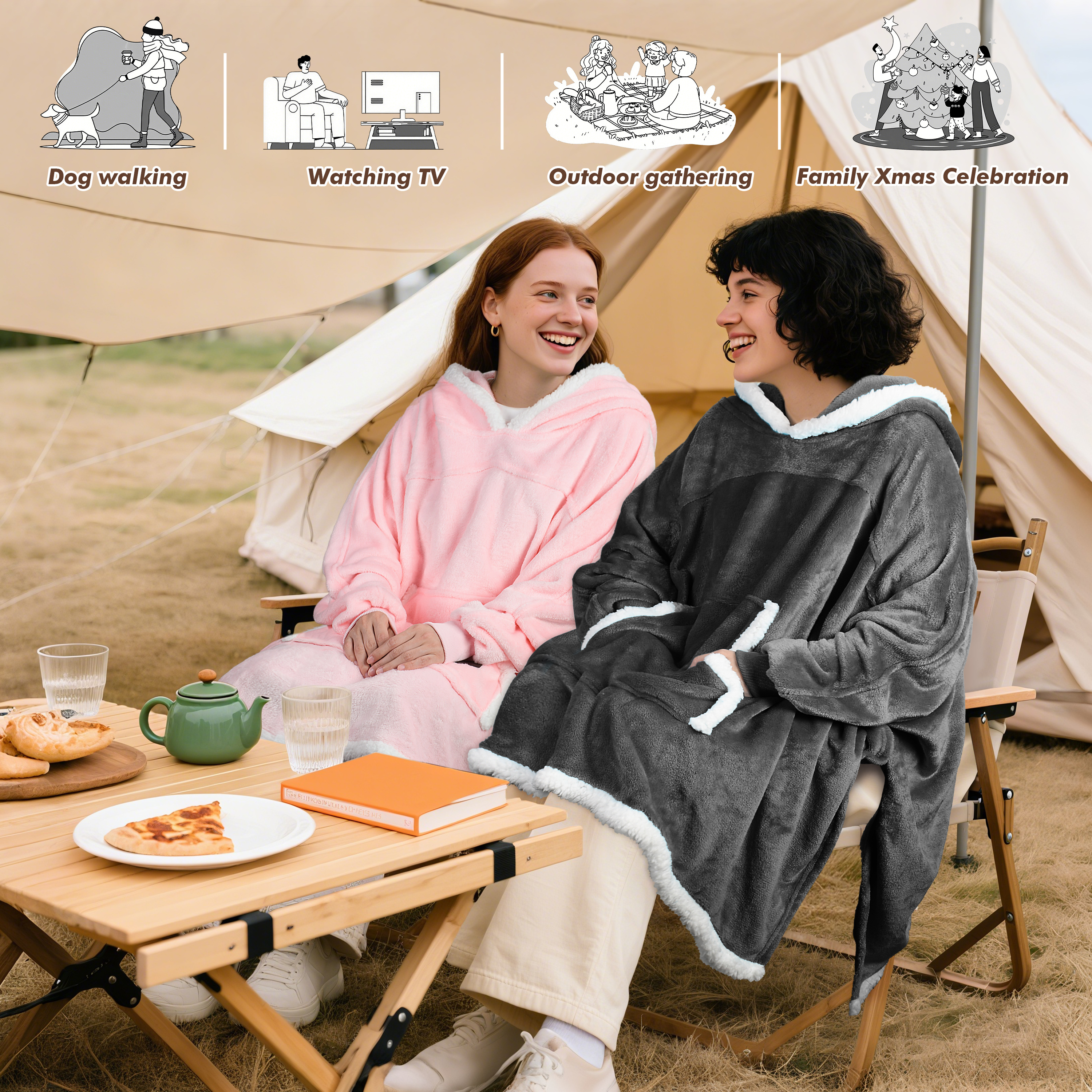 Oversized Hooded Poncho Cape, Casual Hoodie Sweatshirt, Batwing Coat Pullover | Light Weight, Cozy, Comfortable, Roomy | for Adults Women Men Teens