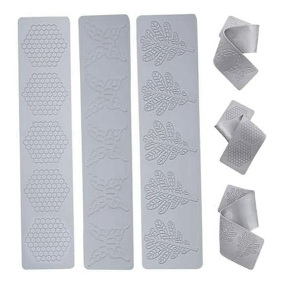 Tile Cake Fondant Mold 3 Pieces Honeycomb Mold Leaf and Butterfly Reusable Embossing Mat Lace Silicone Mold