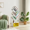 thumbnail image 3 of VECELO 6-Tier Tree Bookshelf, Floor Standing Bookcase with Drawer, Modern Utility Organizer Shelves for Bedroom, Living Room, Home Office, White, 3 of 7