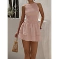 thumbnail image 4 of Red Gingham Sleeveless Ruched Mini Dress, Sweet French Style Summer Vacation Dress, 4 of 10