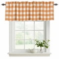 thumbnail image 2 of Orange Plaid Valances for Windows, Decorative Rod Pocket Window Valance Curtains, Gradient Geometric Buffalo White Checkered Short Curtain Drapes for Kitchen/Living Room, 2 Panels, 42" W x 18" L, 2 of 8