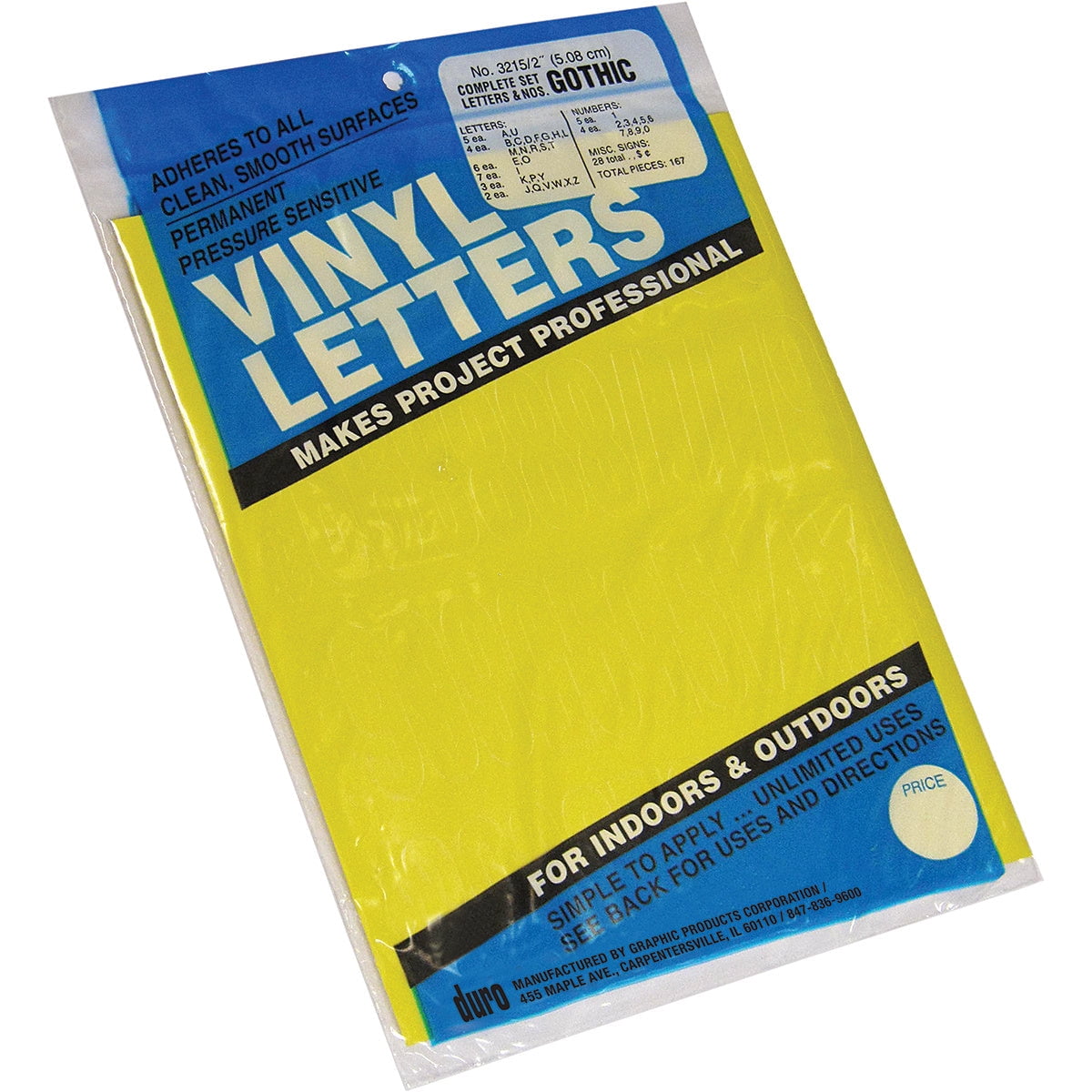 Yellow Graphic Products Permanent Adhesive Vinyl Numbers 48 Pack 6